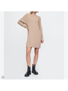 Cable Knit Sweater Dress in Beige